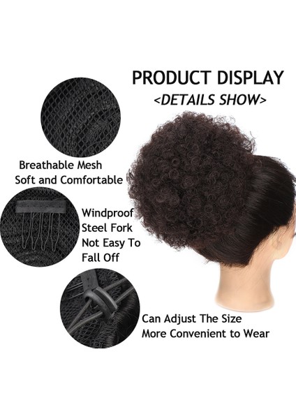 Afrika Siyah Afro Peruk Saç Torbası Kabarık Tomurcuk Bun Yüksek Sıcaklık Fiber Peruk Tomurcuk Mikro Hacimli Saç Torbası (Yurt Dışından) modelleri