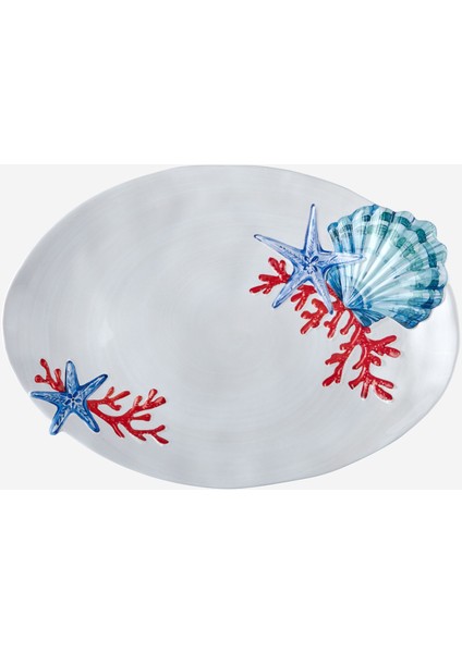 Bambu Beyaz Melamin Servis Tabağı 43 cm