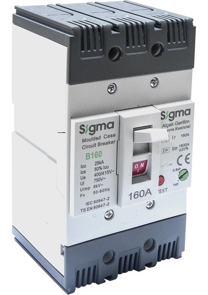 3B160100 3X100A 25KA Termik Manyetik Şalter 80A-100A Ayarlı