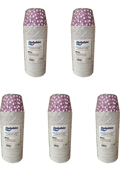 Muffin Kağıt Karton Mor Puantiyeli Cupcake Kek Kalıbı Kapsülü Kabı - 50 Adetlik 5 Paket