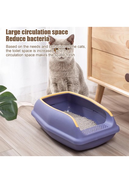 Büyük Kapasiteli Kedi Kumu Kutusu Kediler Için Yarı Kapalı Plastik Kum Kutusu Pet Tuvalet Sıçrama Önleyici Kedi Tepsisi Temizleme Banyosu Havzası Malzemeleri (Yurt Dışından)