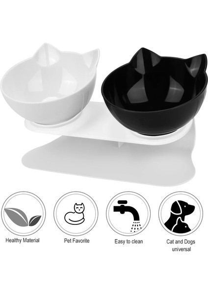 Kedi Kase Köpek Kase Koruma Servikal Yükseltilmiş Stand ile Dayanıklı Çift Kaseler Kaymaz Pet Gıda Su Besleyici (Yurt Dışından) fiyatları