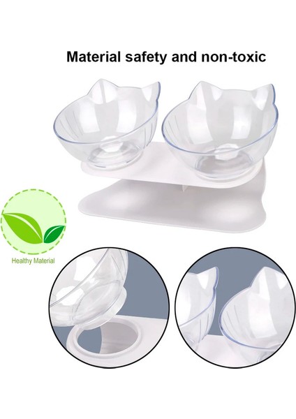 Kedi Kase Köpek Kase Koruma Servikal Yükseltilmiş Stand ile Dayanıklı Çift Kaseler Kaymaz Pet Gıda Su Besleyici (Yurt Dışından) fırsatları