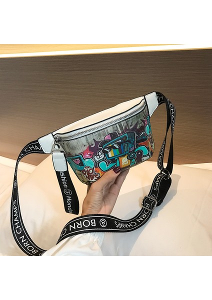 Hip Hop Moda Boyalı Graffiti Küçük Bel Çantası Kız Çocuk Çantası (Yurt Dışından)