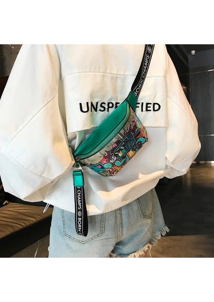 Hip Hop Moda Boyalı Graffiti Küçük Bel Çantası Kız Çocuk Çantası (Yurt Dışından)
