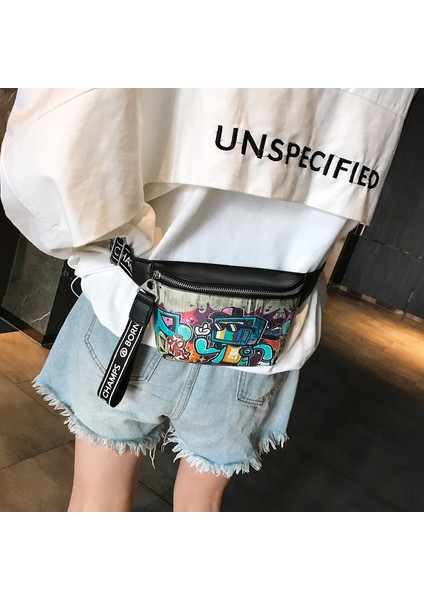 Hip Hop Moda Boyalı Graffiti Küçük Bel Çantası Kız Çocuk Çantası (Yurt Dışından)