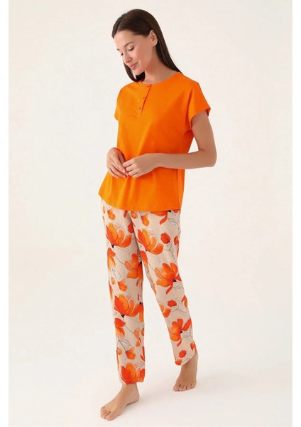 Yumuşak Dokulu Kısa Kol Kadın Pijama Takım 8812