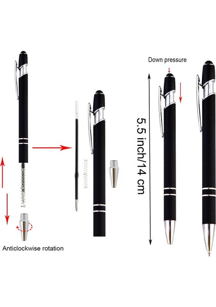 Dokunmatik Ekranlar Için Stylus Uçlu 12 Parça 2'si 1 Arada Şık Tükenmez Kalem Okul Ofisi (Yurt Dışından)