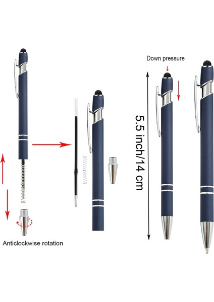 Dokunmatik Ekranlar Için Stylus Uçlu 12 Parça 2'si 1 Arada Şık Tükenmez Kalem Okul Ofisi (Yurt Dışından)