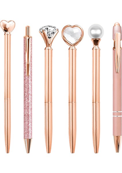 6 Parça 1.0mm Sevimli Metal Tükenmez Kalemler Kadınlar Için Ofis Okul Malzemeleri (Yurt Dışından)