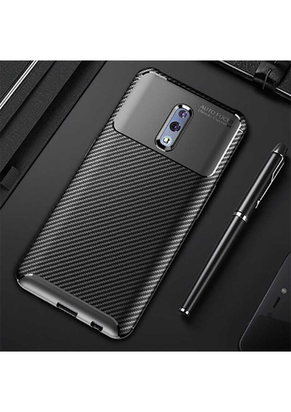 Oppo Reno Kılıf Karbon Koruyucu Yumuşak Silikon Nero Kapak