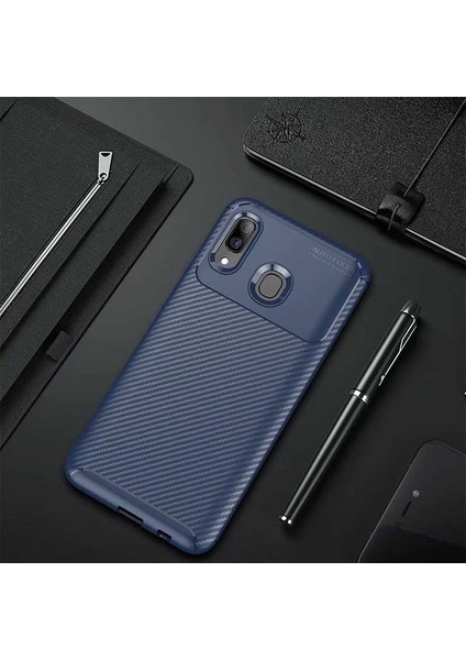 Samsung Galaxy A20 Kılıf Karbon Koruyucu Yumuşak Silikon Nero Kapak
