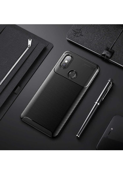 Xiaomi Redmi Note 6 Pro Kılıf Karbon Koruyucu Yumuşak Silikon Nero Kapak