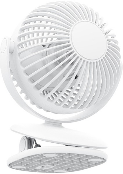 720° 3 Hız Ayarlanabilir Masaüstü Bebek Arabası Ofis Masası Mini Klipsli Fan USB Şarj 1200MAH Taşınabilir Fanlar, Beyaz (Yurt Dışından)