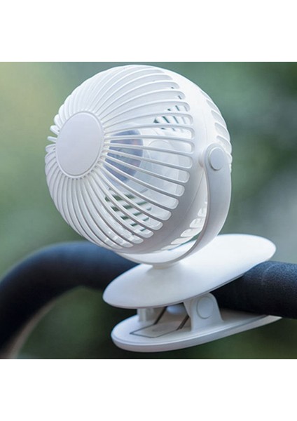 720° 3 Hız Ayarlanabilir Masaüstü Bebek Arabası Ofis Masası Mini Klipsli Fan USB Şarj 1200MAH Taşınabilir Fanlar, Beyaz (Yurt Dışından) modelleri