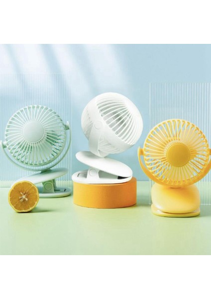 720° 3 Hız Ayarlanabilir Masaüstü Bebek Arabası Ofis Masası Mini Klipsli Fan USB Şarj 1200MAH Taşınabilir Fanlar, Beyaz (Yurt Dışından) fırsatları