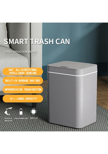 Indüksiyon Çöp Tenekesi Otomatik Çöp Kovası Çöp Banyo Mutfak Için Elektrikli Tip Dokunmatik Çöp Kutusu Kağıt Sepeti B (Yurt Dışından)