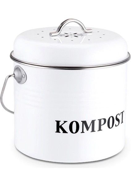 Mutfak Kompost Kutusu 5l Organik Ev Yapımı Çöp Tenekesi Kavun Yaprakları Demir Yuvarlak Kömür Filtre Kovası Dıy Bahçe (Yurt Dışından)