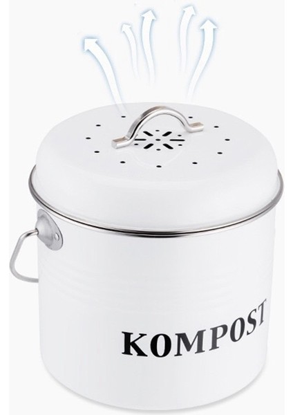 Mutfak Kompost Kutusu 5l Organik Ev Yapımı Çöp Tenekesi Kavun Yaprakları Demir Yuvarlak Kömür Filtre Kovası Dıy Bahçe (Yurt Dışından)