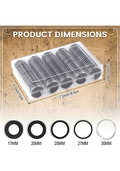 300 Adet 30 mm Madeni Para Kapsülleri Siyah Korumalı Conta Köpüğü ile 5 Boyut (17/19/21.5/25/27/30MM) Madeni Para Tutucu Kılıf (Yurt Dışından) modelleri