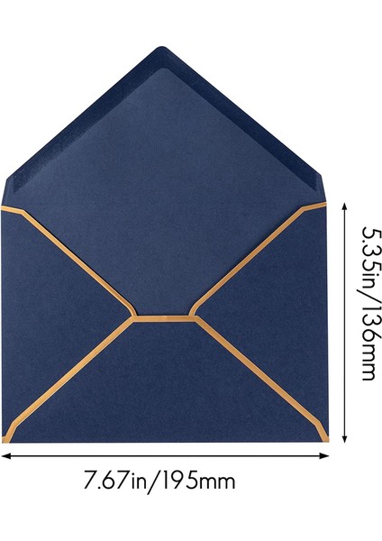 100 Paket A7 Zarf 5 x 7 Kart Zarfları Hediye Kartları, Davetiyeler Için Altın Kenarlı V Kapaklı Zarflar, (Koyu Mavi) (Yurt Dışından) fiyatları