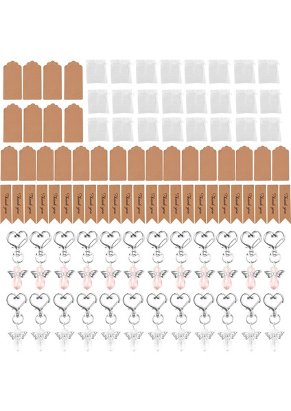 24PCS Melek Anahtarlıklar, Organze Çantalı Kolyeler ve Düğün Partisi Iade Hediyeleri Şekerleri Için Etiket (Yurt Dışından) fiyatları