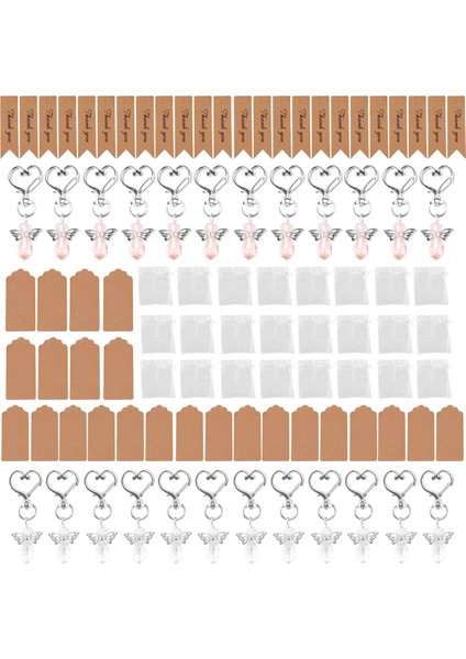 24PCS Melek Anahtarlıklar, Organze Çantalı Kolyeler ve Düğün Partisi Iade Hediyeleri Şekerleri Için Etiket (Yurt Dışından) modelleri