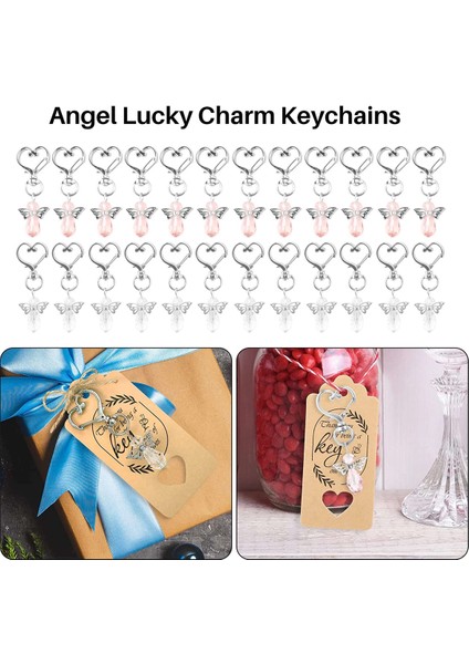 24PCS Melek Anahtarlıklar, Organze Çantalı Kolyeler ve Düğün Partisi Iade Hediyeleri Şekerleri Için Etiket (Yurt Dışından) fırsatları