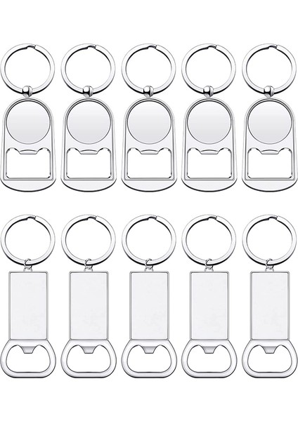 10 Adet Süblimasyon Boşlukları Anahtarlıklar Boş Metal Şişe Açacağı Anahtarlıklar Dikdörtgen Isı Transferi Süblimasyon Anahtarlıklar (Yurt Dışından)