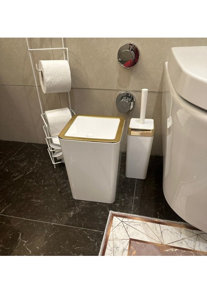 Banyo Seti 5'li, Kare, Akrilik, Çöp Kovası, Wc Fırçalık, Sıvı Sabunluk, Diş Fırçalık, El Sabunluk