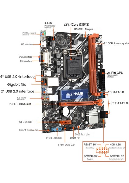 Sant Kuee  B75-G Bilgisayar Anakartı DDR3X2 Lga 1155 Cpu Pcı-E X16 Dizüstü Bilgisayar Için Grafik Kartı Yuvası (Yurt Dışından)