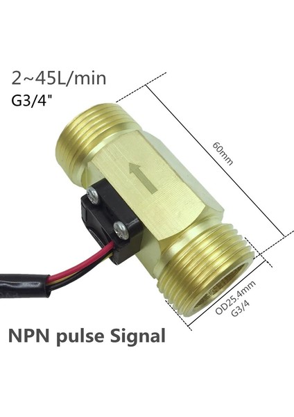 SUS304-5V Tarzı 2 ~ 45LMIN Su Sıvı Akış Ölçer G3 ve 4 Su Akış Sensörleri Npn Darbe Sinyali Hall Etkisi Sensörü (Yurt Dışından)