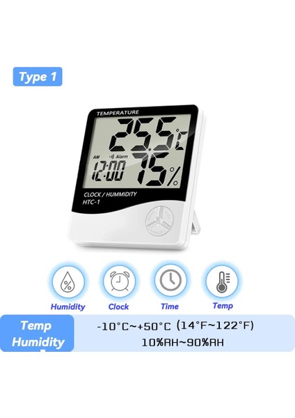 Htc-1 Tarzı LCD Elektronik Dijital Sıcaklık Dış Mekan Nem Ölçer Arka Işık Termometre Sensörü Higrometre Hava Istasyonu Ev Saati Için (Yurt Dışından)