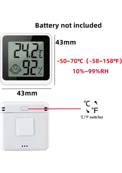 Mini-C-F-Siyah Tarzı Mini LCD Dijital Termometre Higrometre Sıcaklık Kapalı Uygun Sıcaklık Sensörü Nem Ölçer Ölçer Aletleri Kablo (Yurt Dışından)
