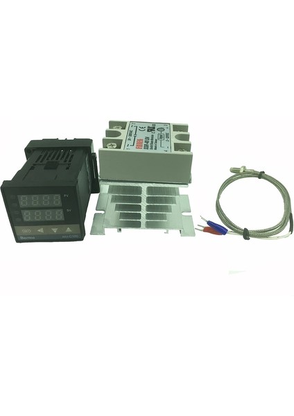 Set1 Stili REX-C100 Dijital Termostat Sıcaklık Kontrol Cihazı Ssr Çıkışı K Tipi Termokupl Sens x 48 +Ssr 40DA Katı Röle+Sensör (Yurt Dışından)