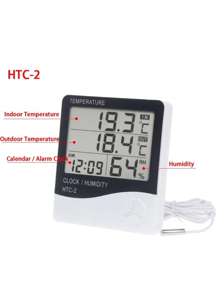 Zining Shop Htc-2 Tarzı Dijital LCD Sıcaklık Nem Ölçer Ev Kapalı Açık Elektronik Termometre Higrometre Hava Istasyonu Çalar Saat ile (Yurt Dışından)