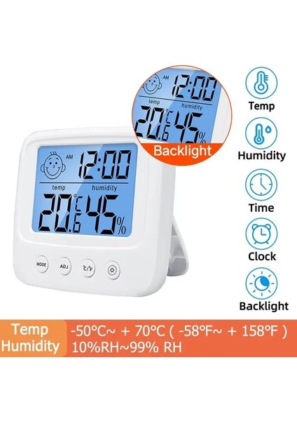 Beyaz Stil 1 Adet Yeni LCD Dijital Sıcaklık Bebek Odası Nem Ölçer Arka Işık Ev Kapalı Elektronik Higrometre Termometre Hava Istasyonu (Yurt Dışından)