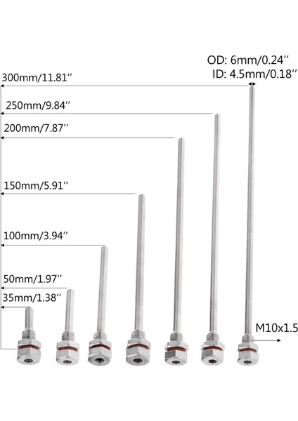 Zining Shop 250MM Tarzı 250 2mpa Lmm Thermowell Daldırma Kolu Cep Paslanmaz Çelik X1.5 Konu OD6MM Sıcaklık Sensörü Için (Yurt Dışından)