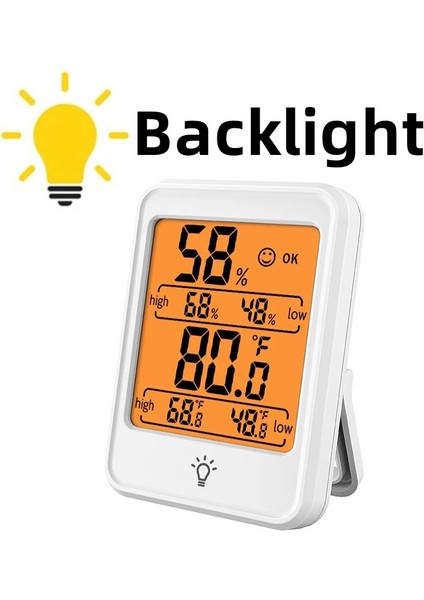 MC41-BEYAZ-ARKA Işık Stili Büyük Boy LCD Dijital Termometre Higrometre Kapalı Oda Sıcaklığı Nem Ölçer Sensör Ölçer Hava Istasyonu (Yurt Dışından)