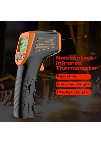 Turuncu Tarzı -50~600 -58~1112 GM320S Endüstriyel Olmayan Kızılötesi Termometre Ir Yüksek Sıcaklık Tabancası LCD Lazer Işaretleyici -50~600 -5 (Yurt Dışından)
