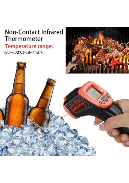 Kırmızı Stil -50~600 -58~1112 GM320S Endüstriyel Olmayan Kızılötesi Termometre Ir Yüksek Sıcaklık Tabancası LCD Lazer Işaretleyici (Yurt Dışından)