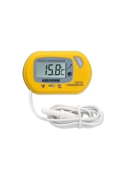 Sarı Stil Dijital LCD Akvaryum Termometre Su Geçirmez Balık Tankı Sensörü Probu ile Sıcaklık Sensörü Vantuzlu Ölçme Aracı (Yurt Dışından)