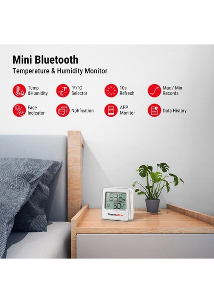 Siyah Stil Thermopro TP357 Dijital Bluetooth Bağlantılı Telefon Uygulaması Kablosuz 80M Hava Istasyonu Termometre Higrometre Ev Iç Mekan Için (Yurt Dışından)