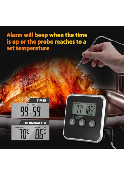 Siyah Stil 1 Adet Dijital Gıda Termometresi Mutfak Barbekü Probu Elektronik Barbekü Termometre Et Termometresi (Yurt Dışından)