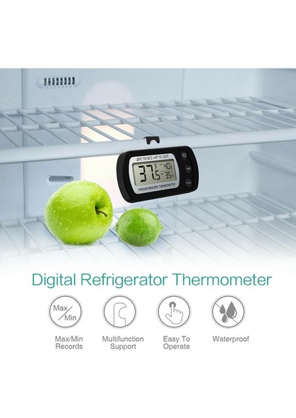 Siyah Stil Elektronik Dijital Buzdolabı Termometresi LCD Ekranlı Buzdolabı Dondurucu Sıcaklığı Yüksek ve Düşük -20C - 50C Arası Anti-Nem (Yurt Dışından) fiyatları