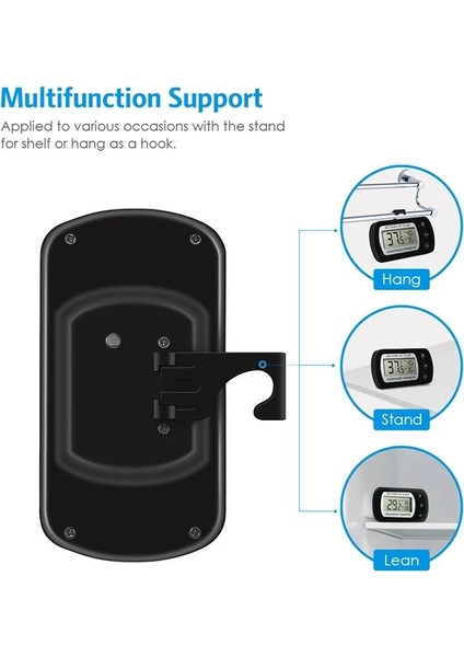 Siyah Stil Elektronik Dijital Buzdolabı Termometresi LCD Ekranlı Buzdolabı Dondurucu Sıcaklığı Yüksek ve Düşük -20C - 50C Arası Anti-Nem (Yurt Dışından) modelleri