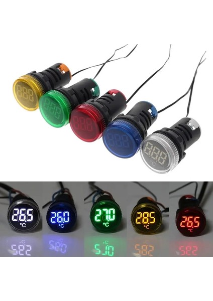 Sarı Stil 22MM Mini LED Dijital Ekran Termometre Yuvarlak Kristal Film Gösterge Işığı Termometre Sıcaklık Indüksiyon Aleti (Yurt Dışından) fiyatları