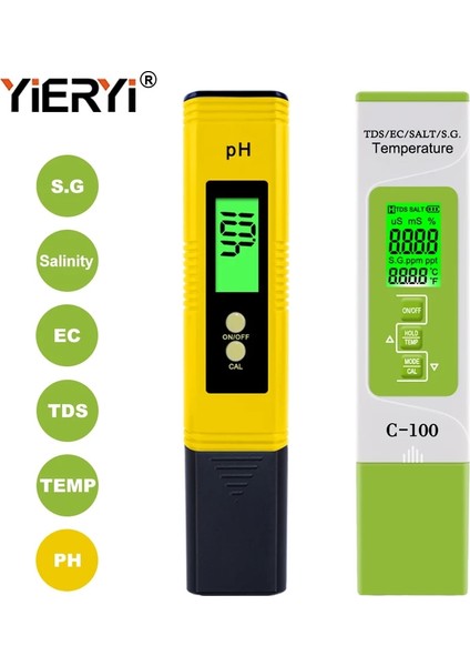 TPH01603 Tarzı Yieryi 5 In 1 Tdsec Tuzluluks.g.sıcaklık Ölçer Taşınabilir Kalem Tipi Ph Ölçer Akvaryum Yüzme Havuzu Su Si Test Cihazı (Yurt Dışından)