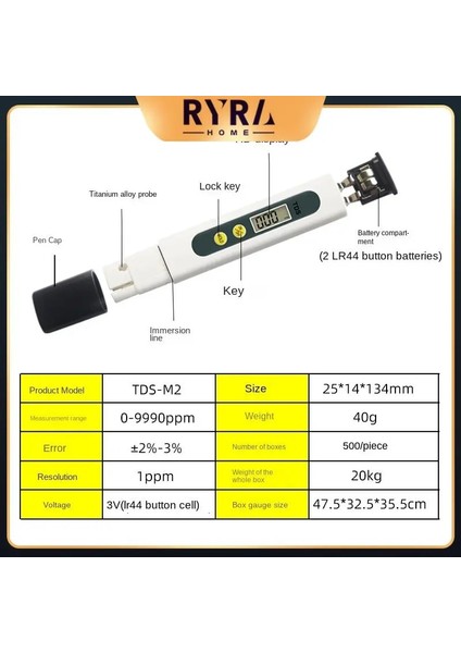 Beyaz Stil Tds Kalem Düşük Güç Ev Ec Su Sayacı Titanyum Alaşımlı Prob 3 Saniye Ölçüm Asitlik Ölçer Ph Test Kalemi Taşınabilir (Yurt Dışından)