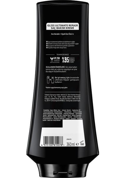 Schwarzkopf Gliss Ultimate Repair Güçlendirici & Yapılandırıcı Saç Bakım Kremi 360 Ml